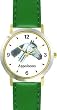 Appaloosa - JP - Horse - WATCHBUDDY&reg; DELUXE TWO-TONE THEME WATCH - Arabic Numbers - Green Leather Strap-Women's Size-Small