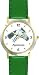 Appaloosa - JP - Horse - WATCHBUDDY&reg; DELUXE TWO-TONE THEME WATCH - Arabic Numbers - Green Leather Strap-Women's Size-Small