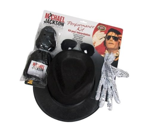 Michael Jackson Costume Accessory Kit with Wig, Hat, Glove and Glasses