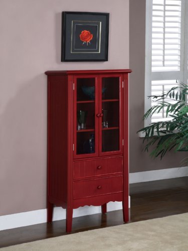 Bathroom Curio Storage Cabinet in Crimson Red Finish