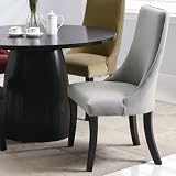 Dining Chair in Gray Microfiber and Black Wood Legs (Set of 2)