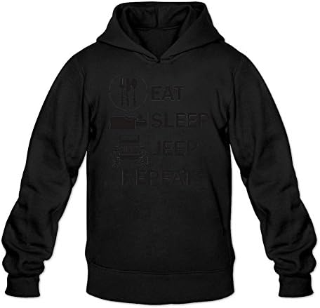 Kosiaz Men's EAT JEEP SLEEP REPEAT Hoodies XX-Large Black
