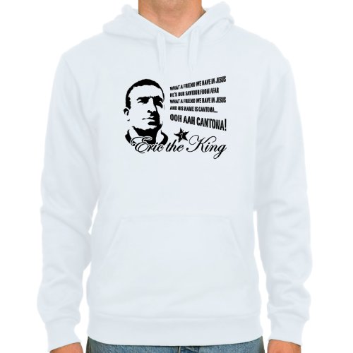 Kapuzensweater Eric Cantona ::: Farbauswahl: skyblue oder weiß ::: Größen: M-XL ::: Fußball-Kult