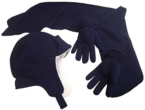N'Ice Caps Boys Sherpa Lined Micro Fleece Hat/Scarf/Glove 3PC Set
