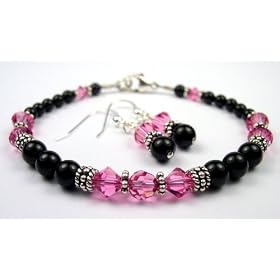 October Birthstone Rose (Pink Opal or Pink Tourmaline) Bracelets and Earrings... by GemstoneGifts