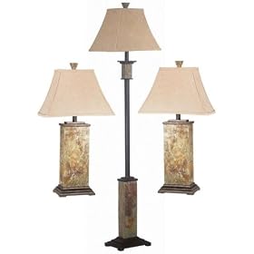 Bennington 3 pack Lamp Set, FABRIC SHADE, SLATE by Home Decorators Collection