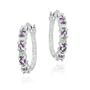 Sterling Silver Genuine Amethyst and Diamond Accent Hoop Earrings