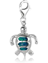 Sterling Silver & Enamel clip-on sea turtle charm