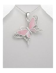 Butterfly Resin Pendant Necklace In 92.5 Sterling Silver