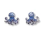 Octopus Enameled Sterling Silver Post Earrings