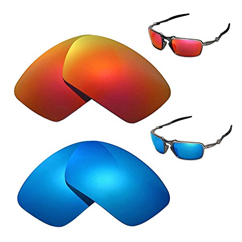 Walleva Polarized Fire Red + Ice Blue Replacement Lenses Oakley Badman Sunglasses
