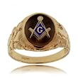 Onyx Masonic Square and Compass Ring w Yellow Gold