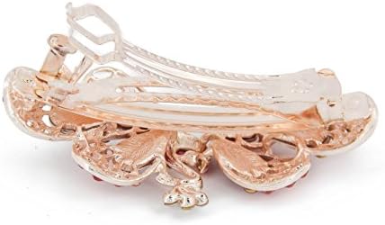 Yeshine Fashion Lady Heart Pattern Alloy Rhinestone and Crystal Barrette Hair Clip,dack Blue