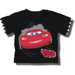 Cars - Lightning McQueen Applique Short Sleeve T-Shirt for Toddler Boys