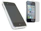 iTALKonline (Transparent) WHITE TWIN PACK ProGel Super Hydro Gel Protective Armour/Case/Skin/Cover/Shell & LCD Screen/Scratch Protector with MicroFibre Cleaning Cloth For Apple iPhone 4 4G HD