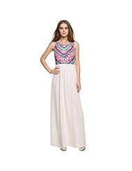 Polyester Elasticized   Waistline Full Length Sleeveless Maxi Dress 