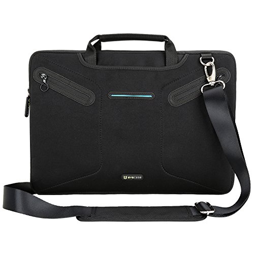 Evecase 15 - 15.6 inch Laptop Neoprene Messenger Case with Handle and Carrying Strap (Black)