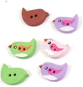 200 Pieces Sewing Buttons 0301 Bird Wood Crafts Flatback Accessories Fasteners Clothing Sew On