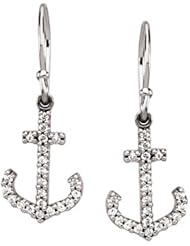 14K White Gold Diamond Anchor Earrings - 0.20 Ct. -- LIFETIME WARRANTY