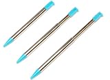 Assecure Aqua Blue Metal Teloscopic Extendable Slot in Stylus 3 Pack for Nintendo 3DS