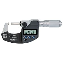 Mitutoyo Coolant Proof LCD Micrometer, Ratchet Thimble, Inch/Metric