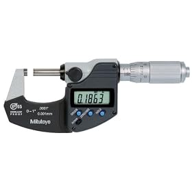 Mitutoyo 293-349, 0 - 1" X .0001"/0.001mm IP65 Digimatic Outside Micrometer, With Output, Ratchet Thimble