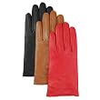 Luxury Lane Women's Cashmere Lined Lambskin Leather Gloves with Decorative Stitching in Black, Red, or Tobacco