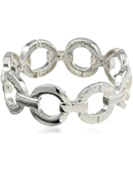 Nine West "In The Groove" Silver-Tone Textures Stretch Bracelet, 7"