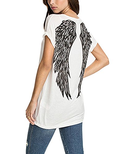 Leadingstar Women's Casual Round Collar Print Short Sleeve T-Shirt Blouse Tops
