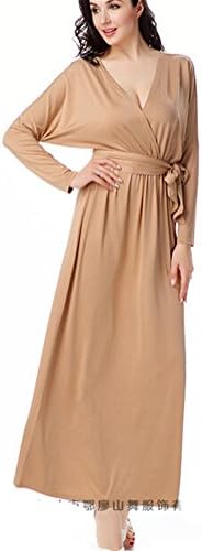 Allonly Women's Long Sleeve V Neck Plus Size Party Clubwear Maxi Gown Dress