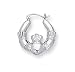 14K White Gold Claddagh Hoop Earrings - 0.75