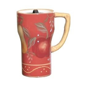 Coffee Mug w  Lid Tea Mug, Tuscany Red Orchard Fruit by ACK