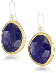 GURHAN "Elements" Silver with Gold and Lapis Short Drop Hook Earrings