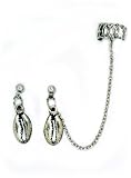 Handmade(1) Ear Cuff Chained to Stud earrings w/shell charm