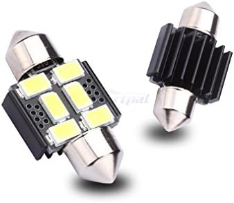 Yortpal White Error free 31mm(1.25") 5730 6-SMD 12V Festoon Dome Light LED Bulbs DE3175 DE3021 DE3022 3175, (pack of 4)