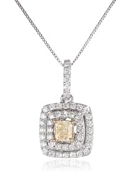 14K Two-Tone 5/8 cttw Natural Yellow Diamond and White Diamond Pendant Necklace, 18"