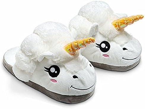 WAWA Plush White Unicorn Slippers Adult