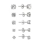Sterling Silver 5-Pair Round CZ Stud Earrings Set