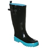Tonal Rain Boots - Black/ Turquoise