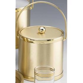 Kraftware 46761 Brushed Silk - Gold 3 Quart Ice Bucket with Vinyl Cover, Bands and Bale... by Kraftware