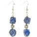EXP Handmade Faceted Blue Lapis Lazuli Dangle Earrings With Antiqued Silver Beads