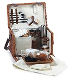 Deluxe Handcrafted Woven Honey Willow 2-Person Tea Set Picnic Basket