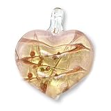 Murano Style Glass Gold & Copper Foil Heart Pendant