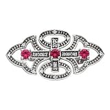 14K White or Yellow Gold Ruby and Diamond Brooch (ALSO AVAILABLE WITH OTHER GEMSTONES)
