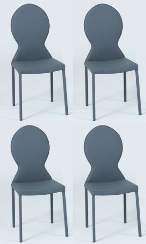 4x Design Stuhl Nodo Esszimmerstuhl Küchenstuhl aus Kunstleder Grau