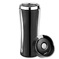 Isosteel Colorline Reise-Trinkbecher 0,4 L, 18/8 Edelstahl innen, Kunststoff transparent/schwarz au�en mit verschlie�barem Quickstop-Trinkdeckel