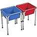 ECR4Kids 2-Station Sand and Water Adjustable Play Table, Sensory Bins, Blue/Red