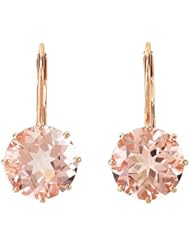 10mm Genuine Morganite Lever Back Earrings in 14K Rose Gold