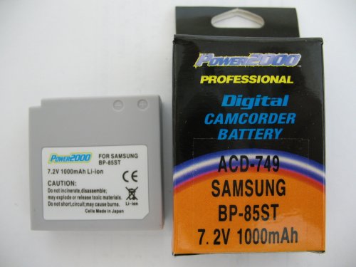 Battery 1000mAh Replacement for Samsung IA-BP-85ST, IA-BP85ST, BP-85ST, AD43-00180A Battery Works with SC-HMX10, SC-HMX10A, SC-HMX10P, SC-MX10, SC-MX10A, SC-MX10P, SC-MX10R, VP-HMX10, VP-HMX10C, VP-MX10, VP-MX10A, VP-MX10AH, VP-MX10AU, SC-HMX20, VP-HMX20 - please note this battery will not work for the samsung SC-HMX20C camera