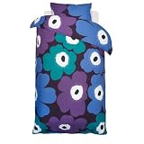 Marimekko Unikko Violet Blue Teal Duvet Cover - Full Queen by 